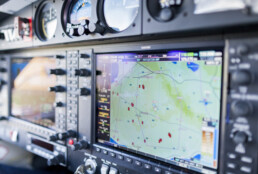 Close-up of navigational system in cockpit