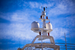 Communication antennas on a luxury yacht